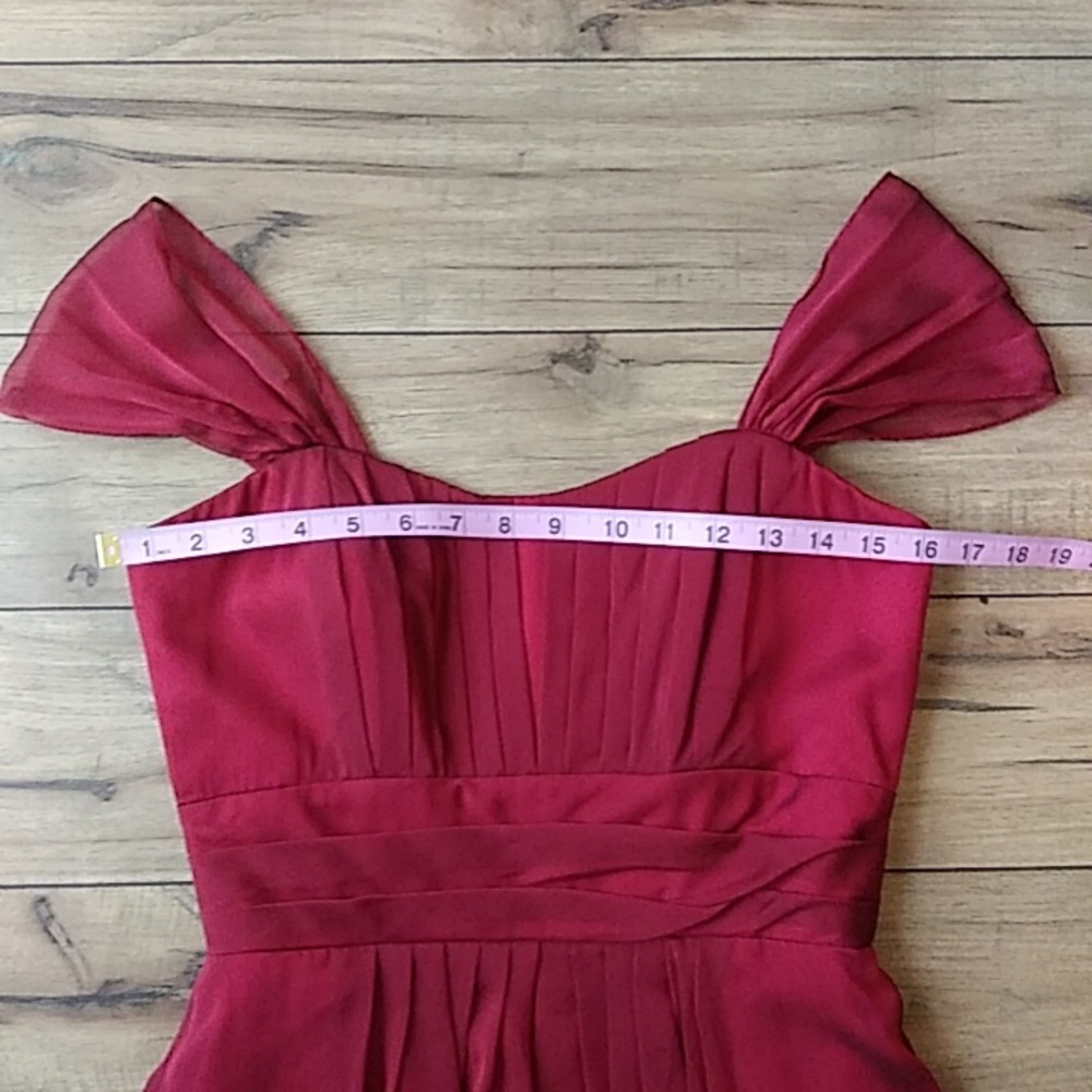 Belsoie Tiffany Chiffon Red Cap Sleeves Floor-length Gown. Size 8 - Picture 16 of 17